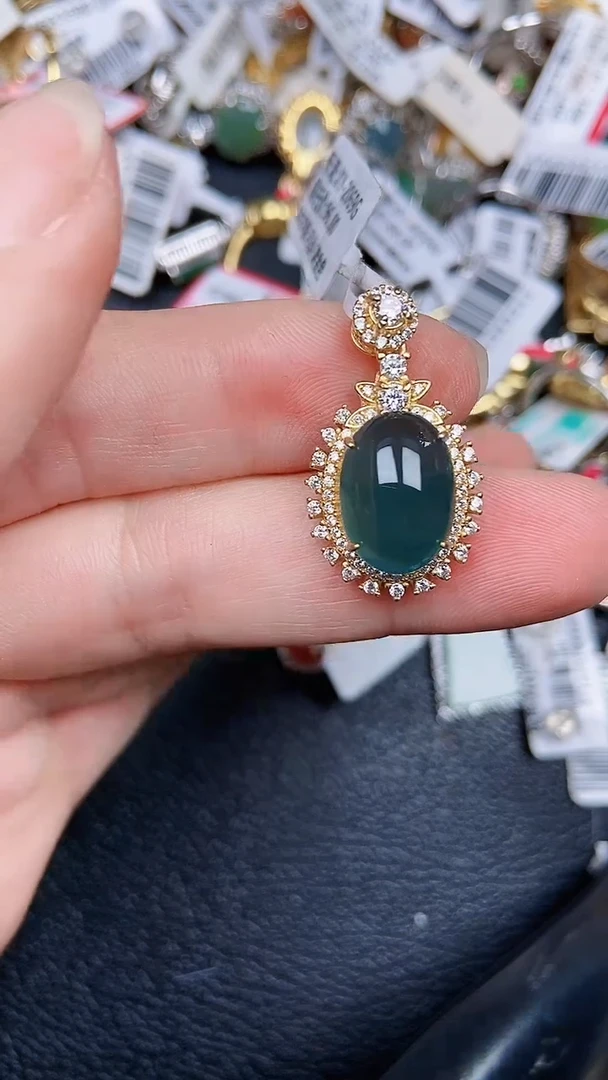 颈饰银S925镶嵌翡翠105