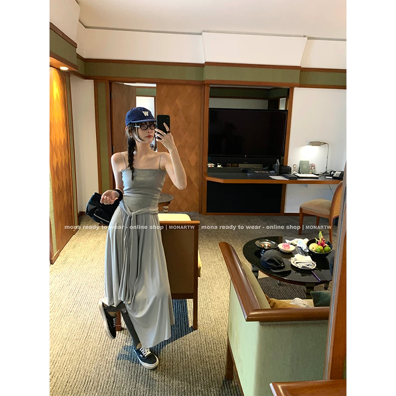 【Mona张绮贤】MONA 不规则 抹胸修身显瘦连衣裙 O125Q05564