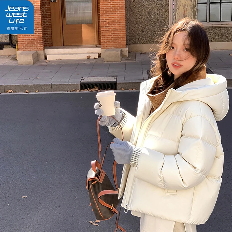 真维斯无界女连帽短羽绒服冬季保暖减龄韩系时尚百搭日常通勤上衣