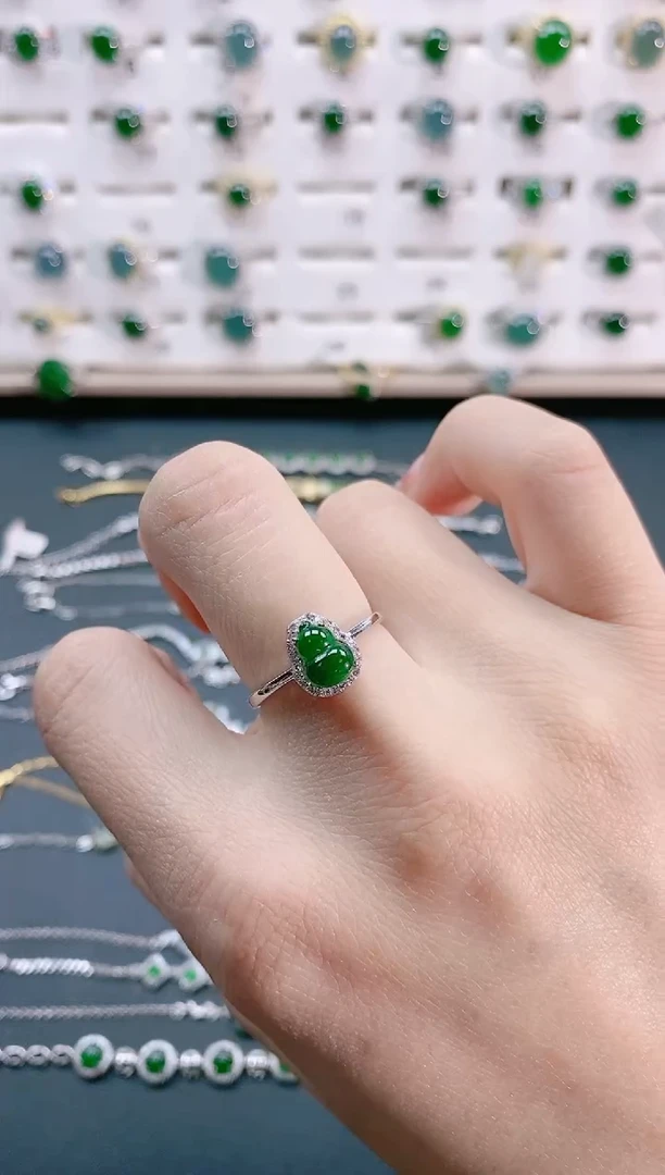 【闪购商品】翡翠戒指银S925镶嵌天然翡翠