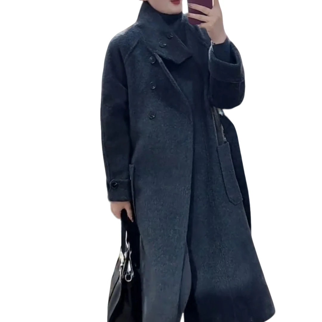 时尚百搭气质长款毛呢大衣