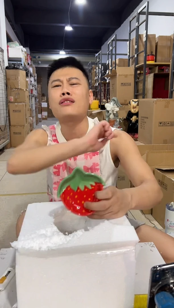 瓷片草莓碟子2件套 陶瓷