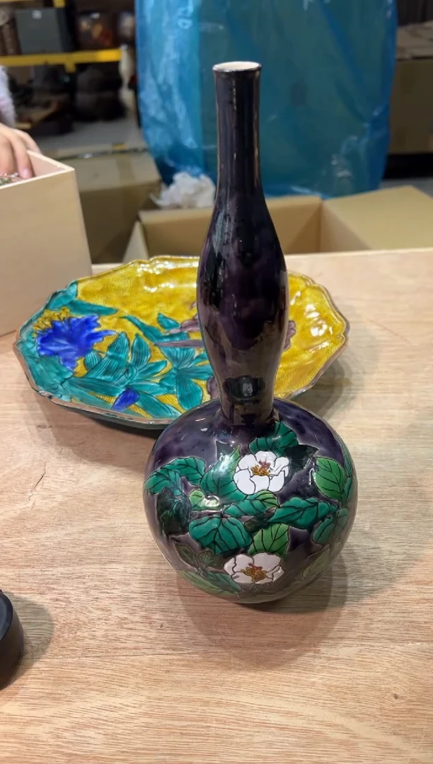 496 高30 紫交趾葫芦福禄花器