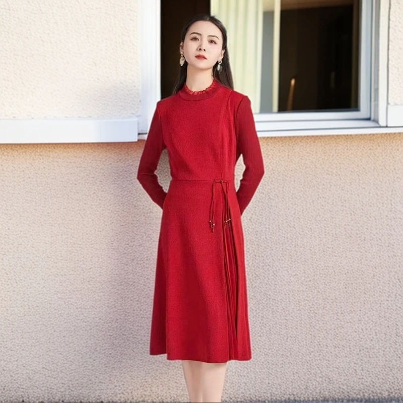 0021#红【木兮兮专属】2026年春季新款气质百搭休闲时尚连衣裙