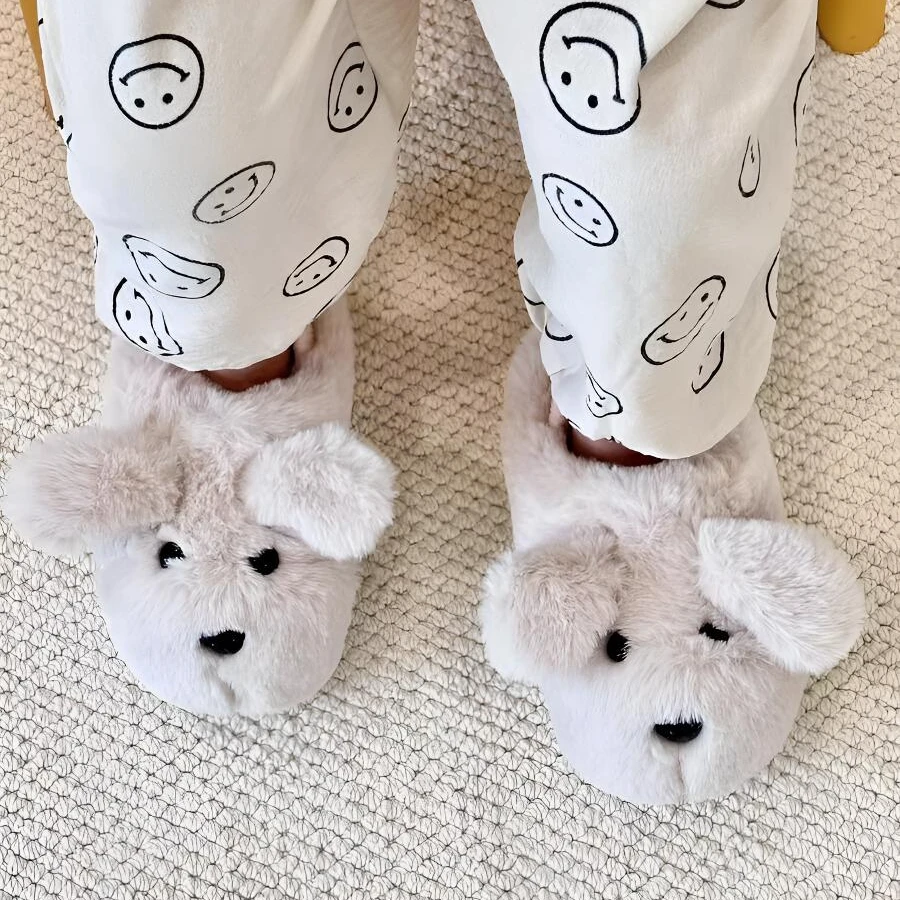 儿童毛毛棉拖鞋男1-3岁2毛拖可爱狗狗加绒保暖鞋绒居家棉拖女秋冬