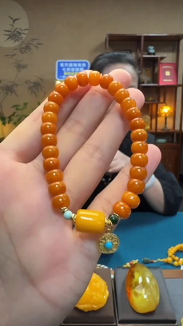 手链琥珀未镶嵌天然保真琥珀老型珠手串