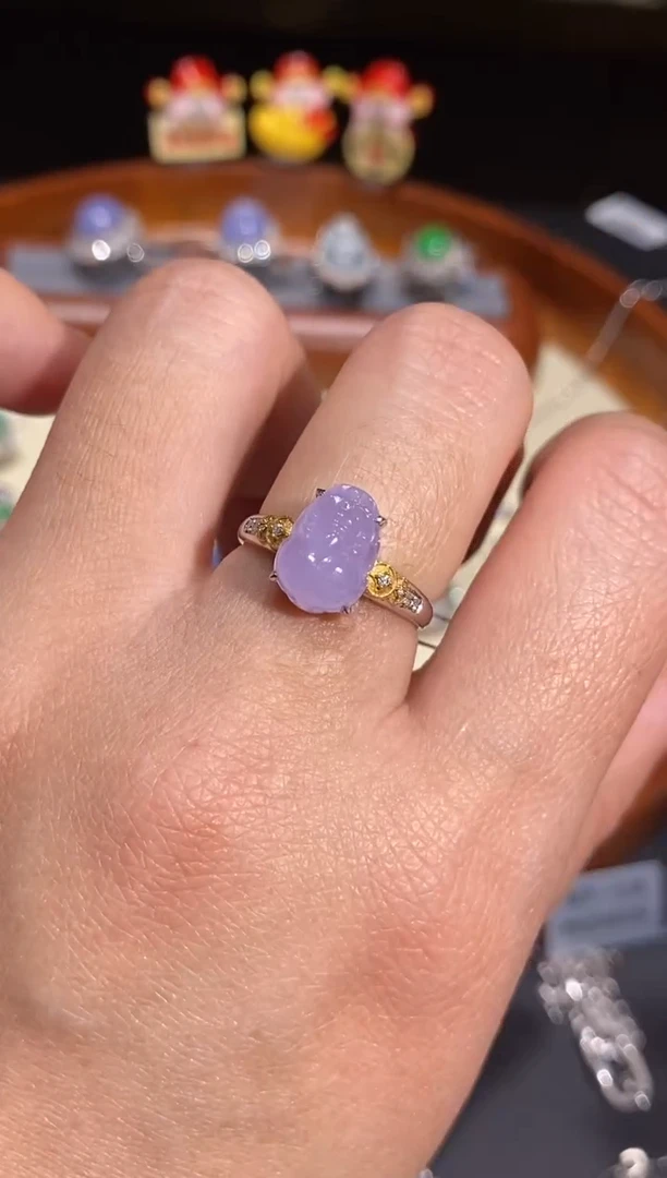 【闪购商品】翡翠戒指18K金镶嵌戒指