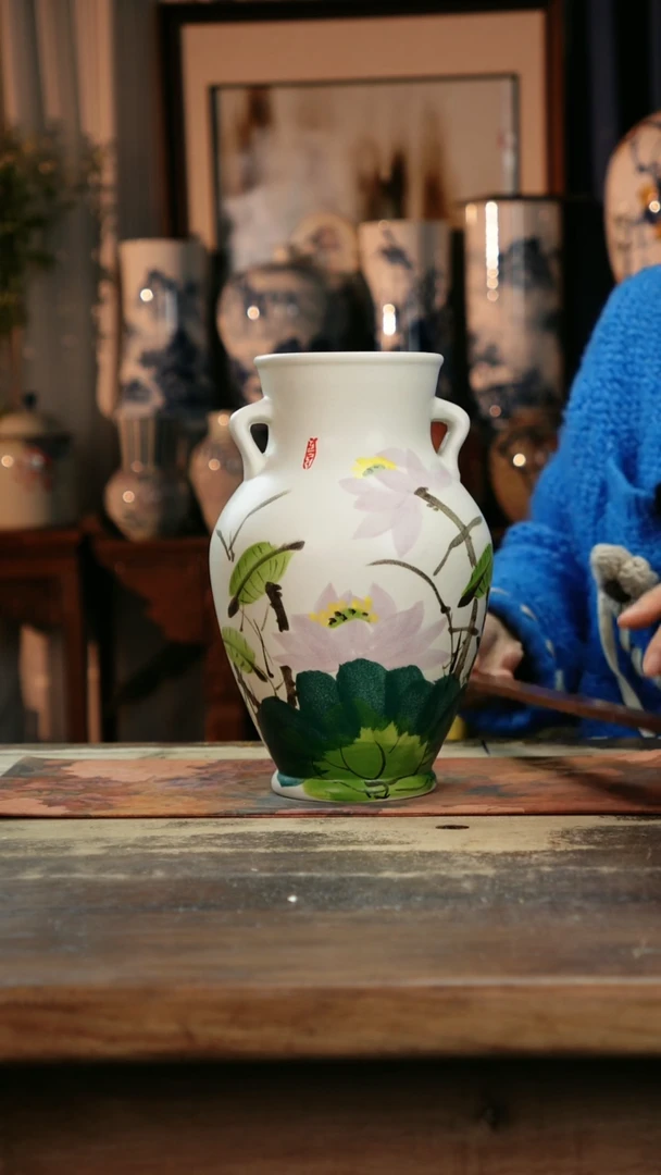 【闪购商品】瓷片景德镇纯手工釉下彩精品花瓶