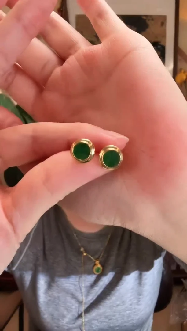 颈饰银S925镶嵌翡翠耳饰