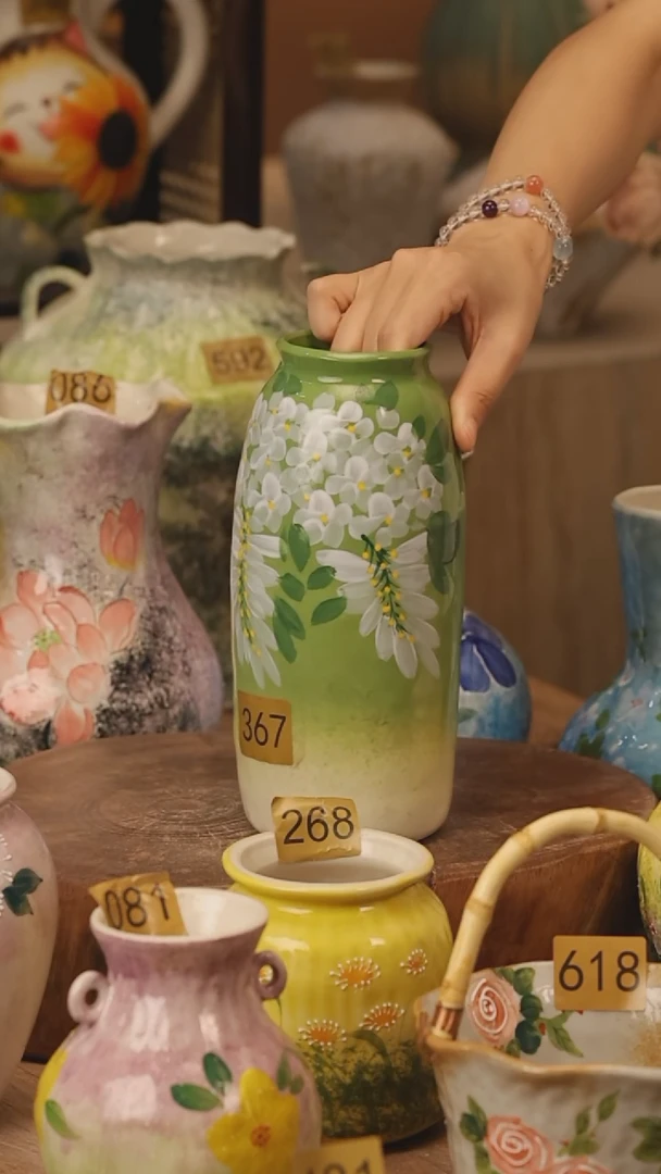 陶瓷367景德镇设计师手作花器摆件侘寂风