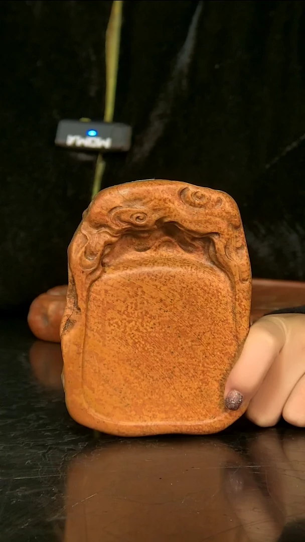 非遗青州黑山老坑精品红丝砚