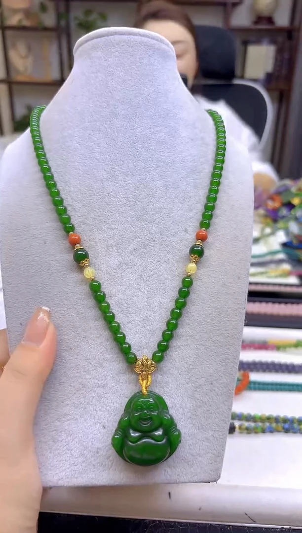 和田玉（碧玉）未镶嵌毛衣链DIY款M230