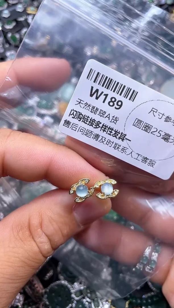 【闪购商品】翡翠颈饰未镶嵌W189耳钉