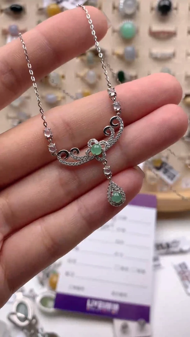 翡翠银S925镶嵌项链16