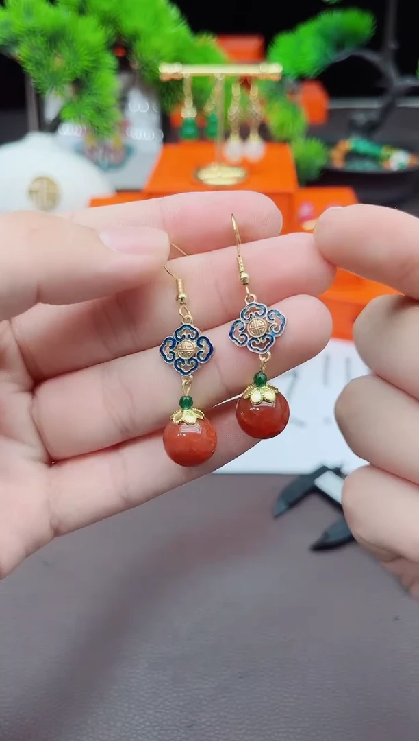 【闪购商品】玛瑙/玉髓耳钉银S925镶嵌223000