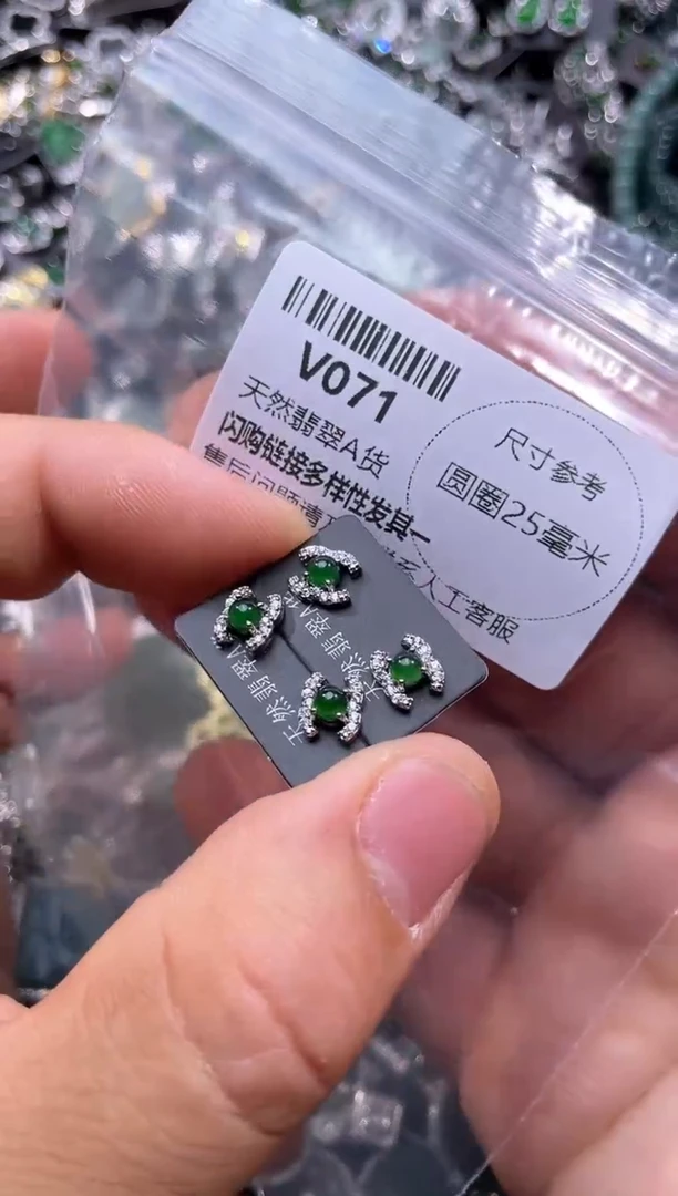 【闪购商品】翡翠颈饰未镶嵌V071耳钉 多样性发其一