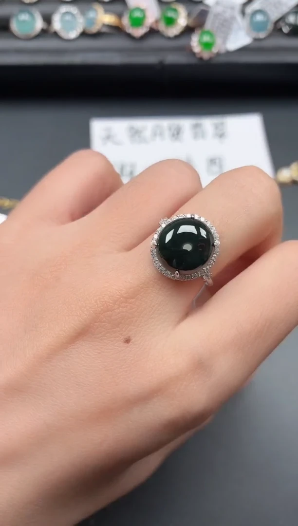 银S925镶嵌戒指翡翠11