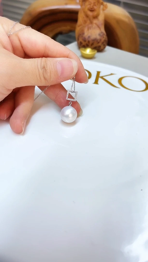 颈饰银S925镶嵌淡水珍珠13-14mm
