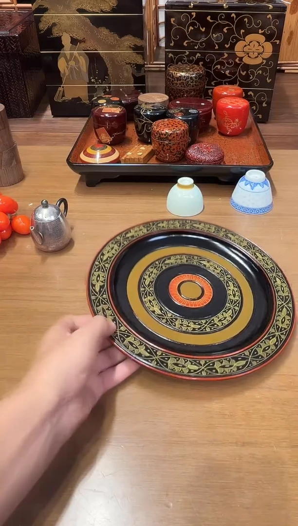 用****9独乐 金莳绘果子盘  大漆漆器大漆漆器