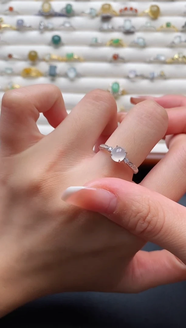 银S925镶嵌戒指翡翠4444444+10