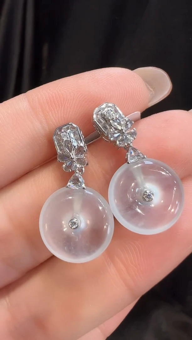 18K金镶嵌翡翠耳饰AL6耳钉