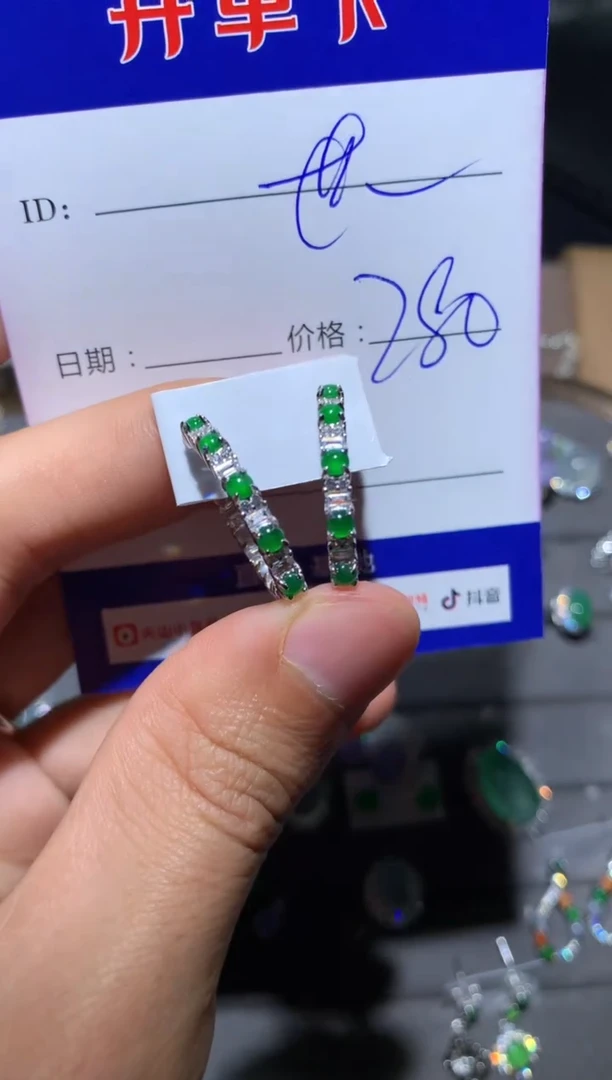 【闪购商品】翡翠耳饰银S925镶嵌 江南世玉