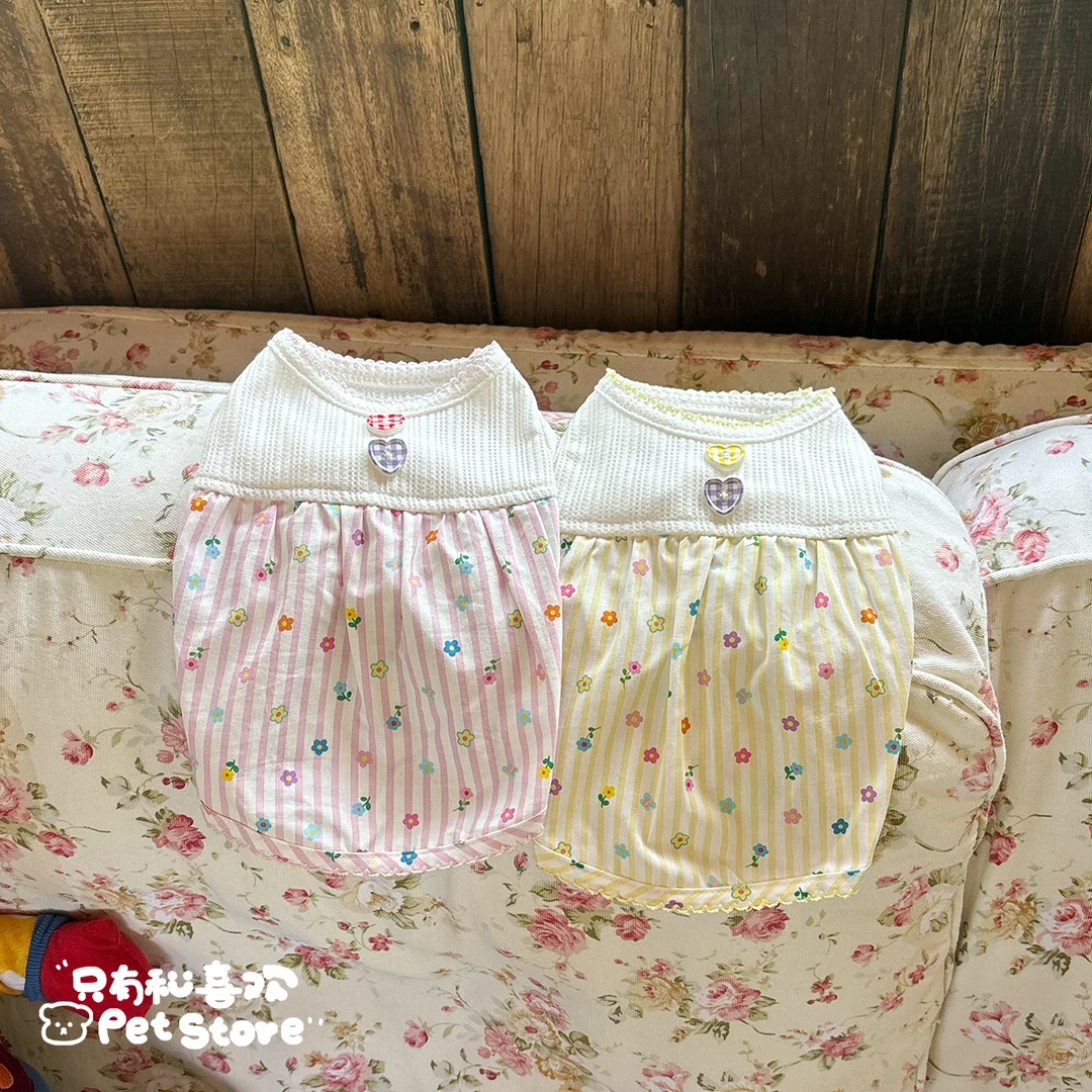 宠物春夏季花花条纹轻薄背心薄款上衣家居服