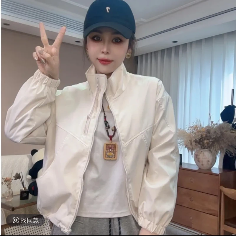 纯色立领秋季短款女拉链短外套运动春秋百搭夹克上衣休闲