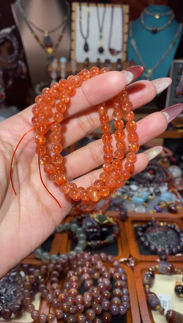 【闪购商品】日光石圆珠三圈未镶嵌金太阳三圈