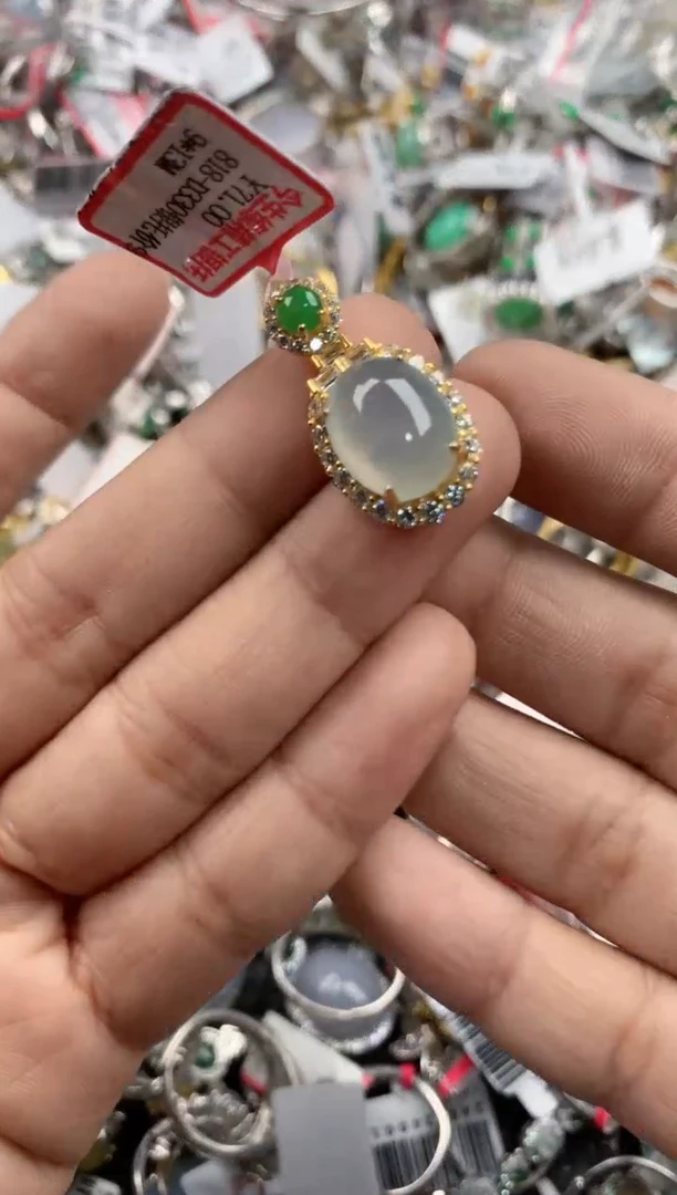 银S925镶嵌戒指翡翠6666---6