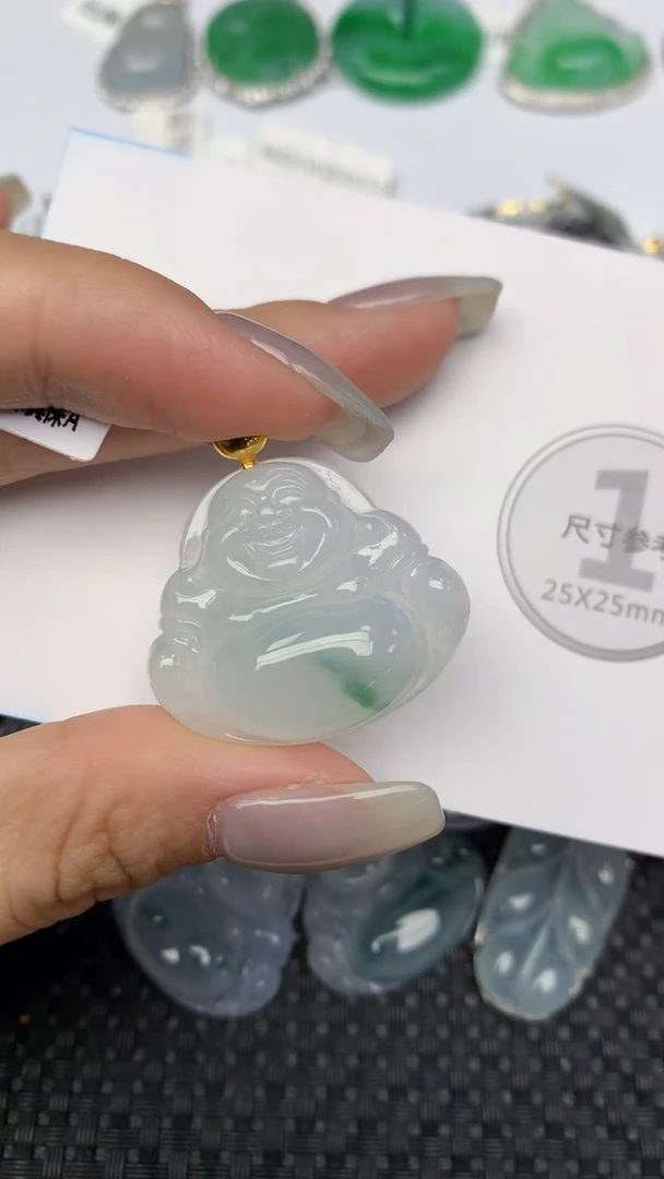 颈饰18K金镶嵌翡翠天然缅甸翡翠a货百元以上9元证书费自理