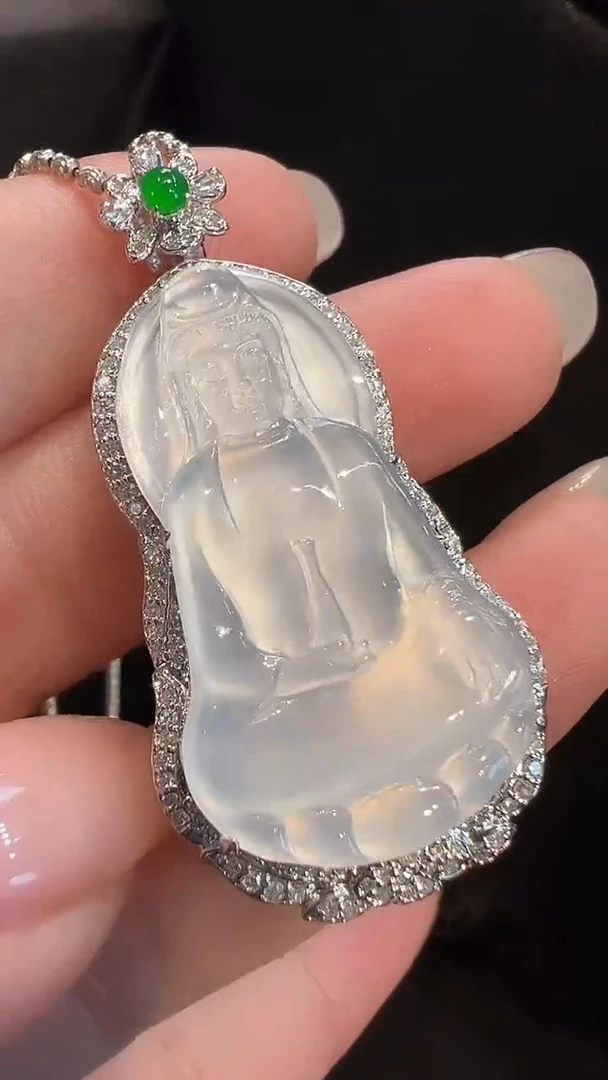 吊坠(不含链)18K金镶嵌翡翠AL6