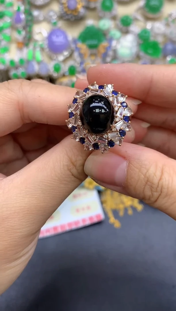 18K金镶嵌戒指翡翠351-中国好珍宝