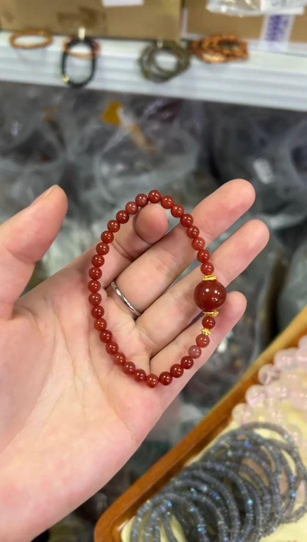 【闪购商品】玛瑙/玉髓手链未镶嵌新料冰红玛瑙大顶珠款[3363]