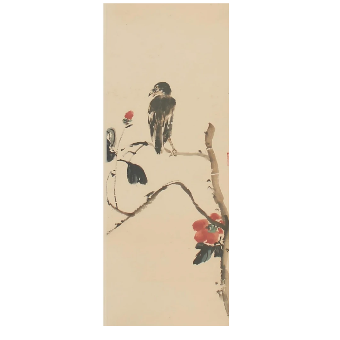 LOT.473 《花鸟》83*28cm 纸本设色立轴