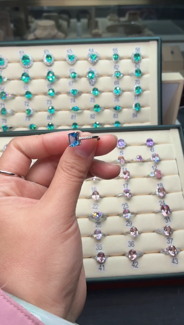 银S925镶嵌戒指海蓝宝石1