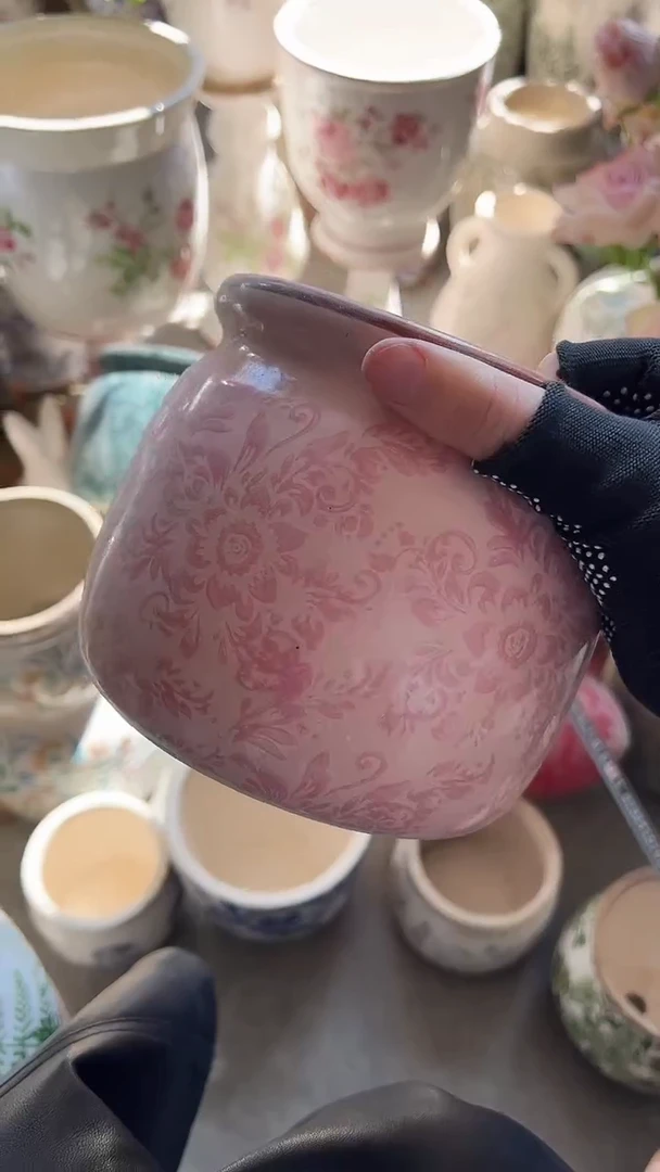 【闪购商品】陶瓷有孔花盆高13cm内口11.5cm