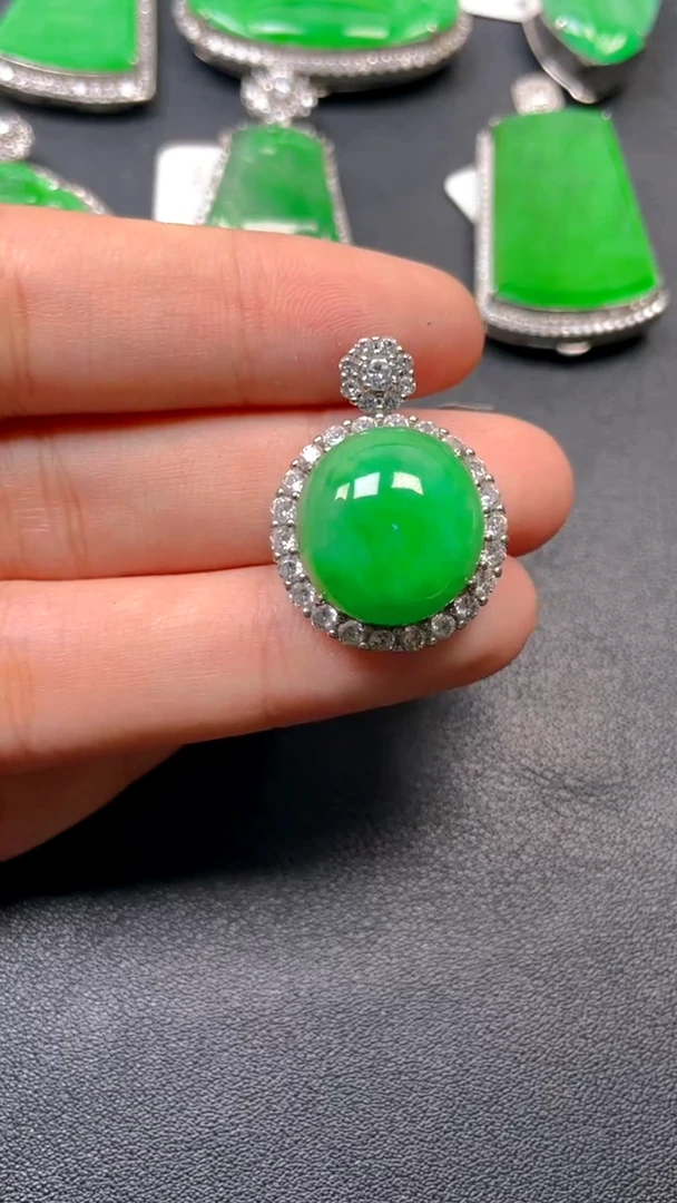 吊坠(不含链)银S925镶嵌翡翠吊坠