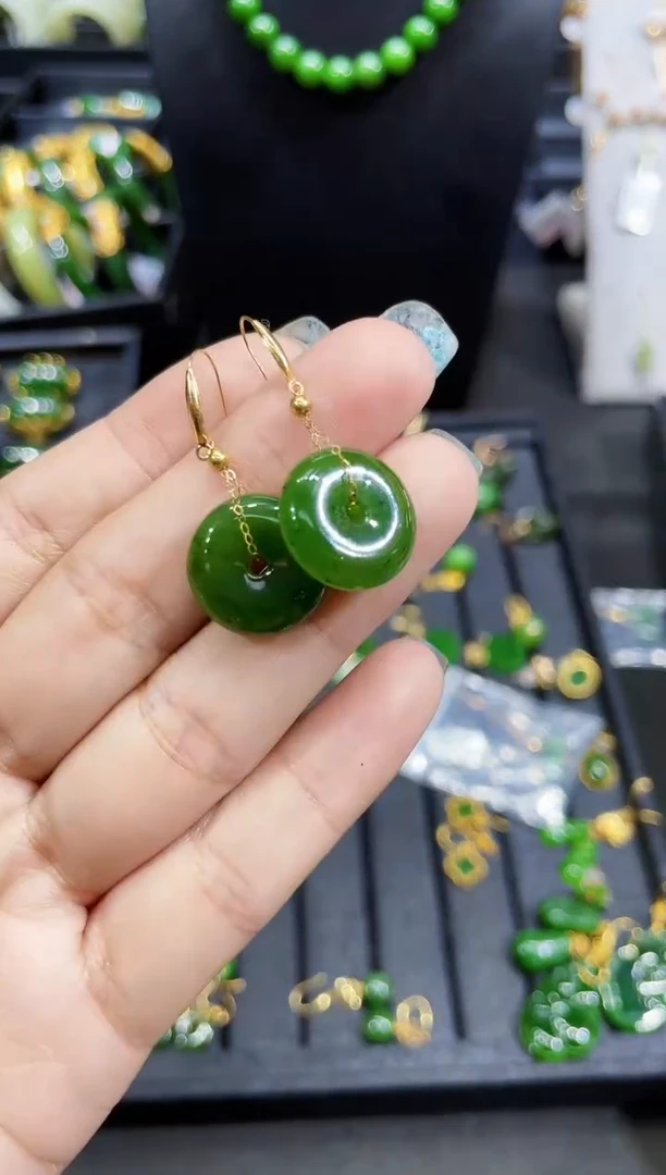 和田玉18K金镶嵌耳饰多样性发一