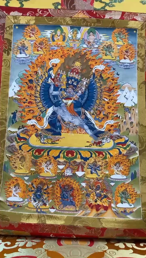 【闪购商品】卷轴画矿物质喷绘 大威德1.3m金色龙布