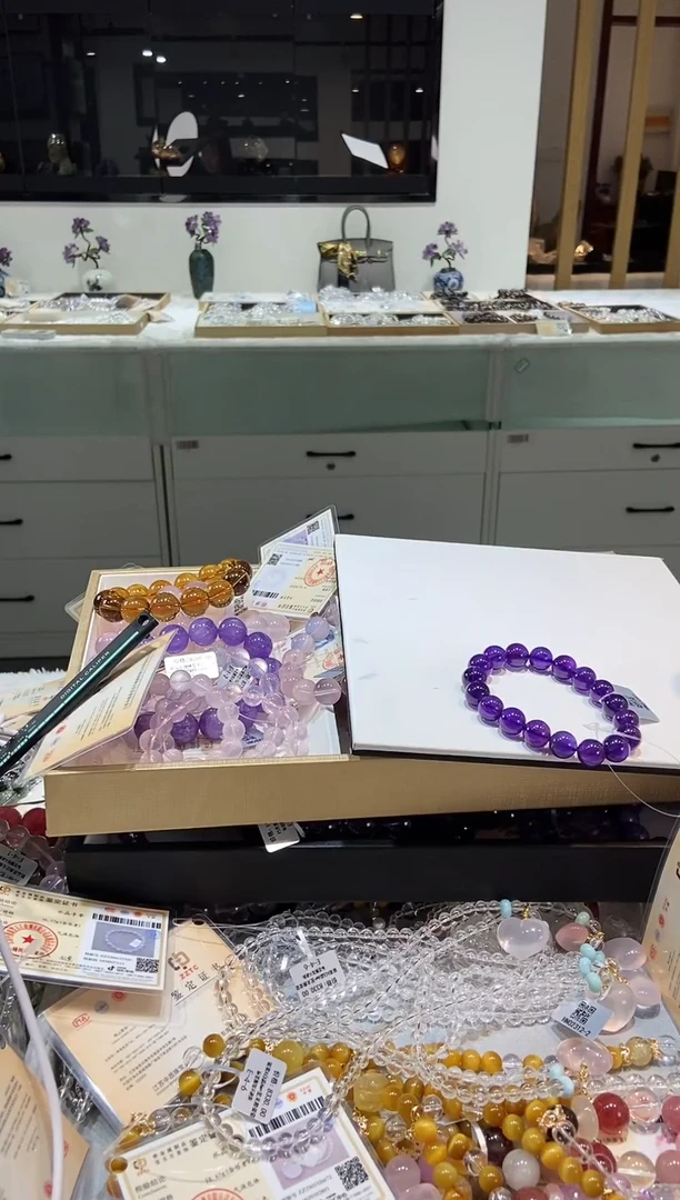 烟晶手链银S925镶嵌手串