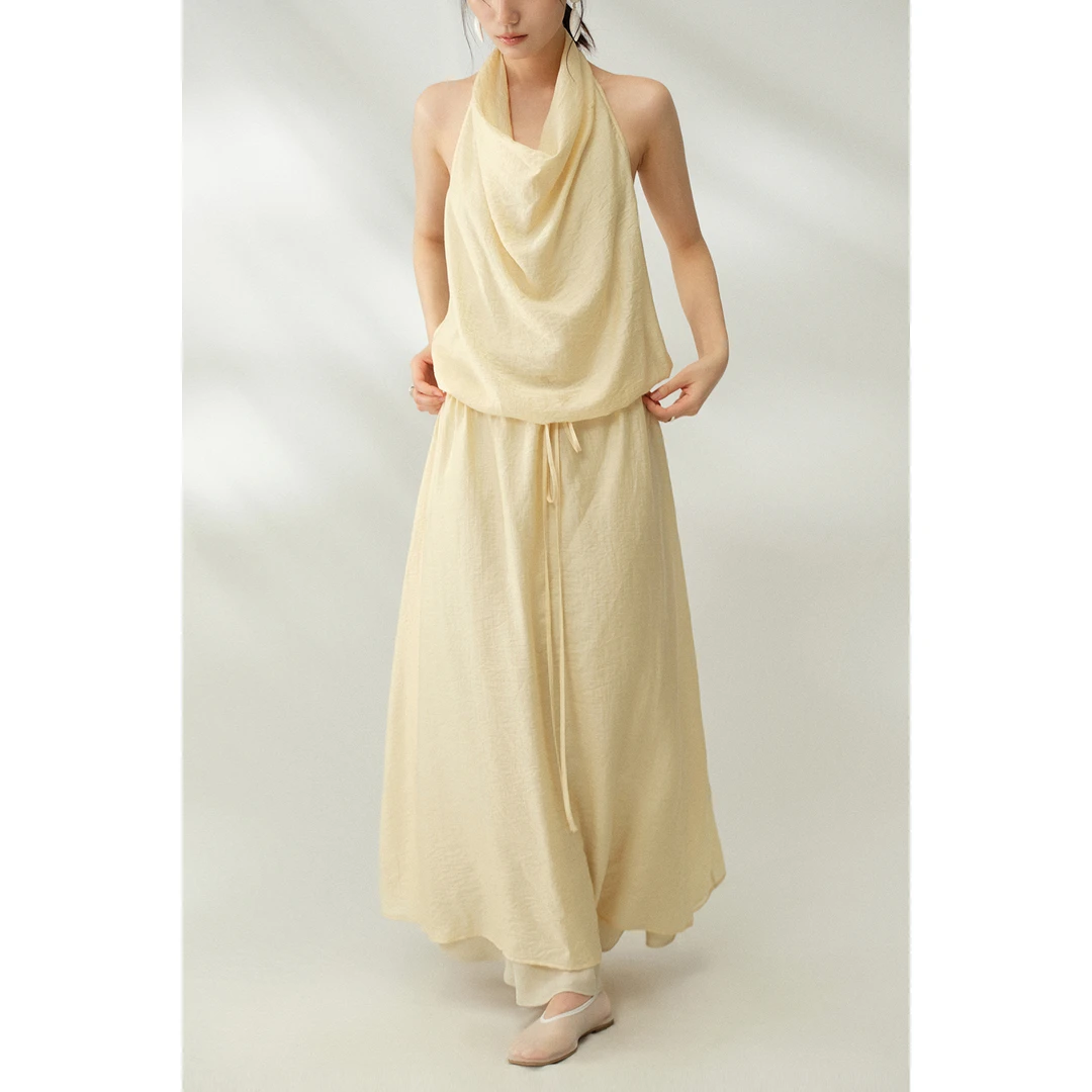 MURMUR MI 25SS 设计师品牌 挂脖清透罩衫连衣裙