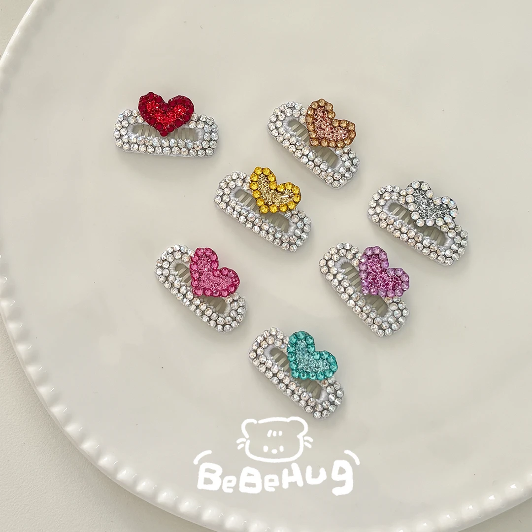 BeBeHug宠物发夹bb夹全华爱心基础夹碎发马尔济斯鼻梁毛夹