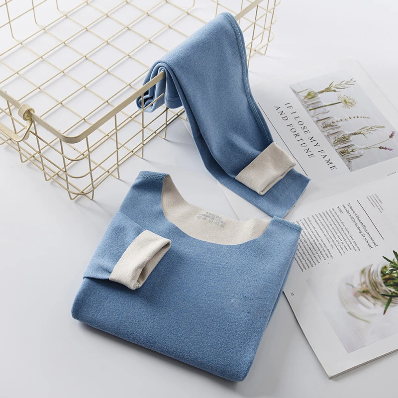 【工厂直发】AB面儿童德绒双面绒无痕保暖内衣磨毛加绒套装男女童