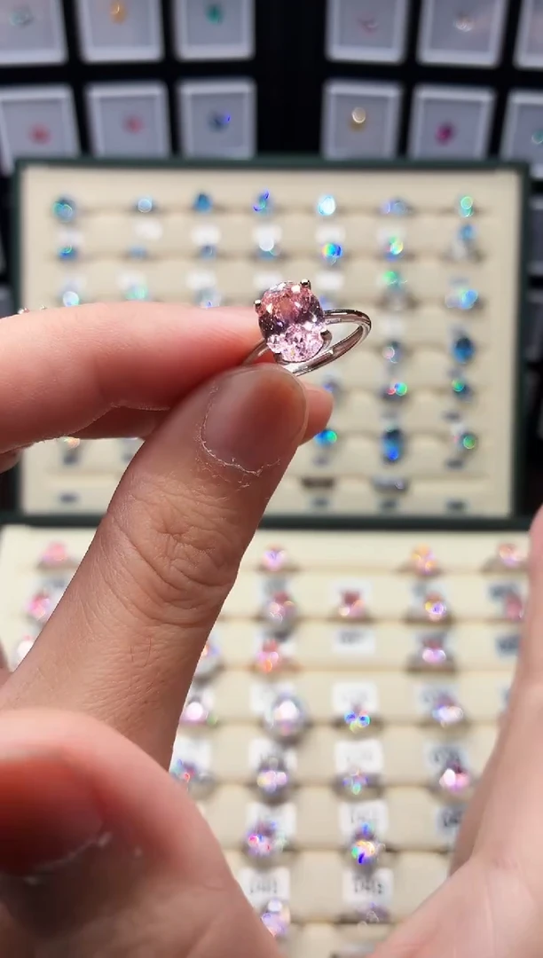 戒指彩色蓝宝石银S925镶嵌1299