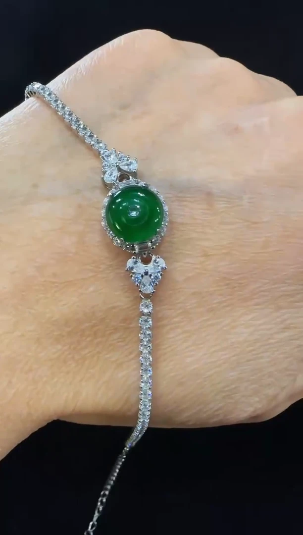 颈饰银S925镶嵌翡翠国风