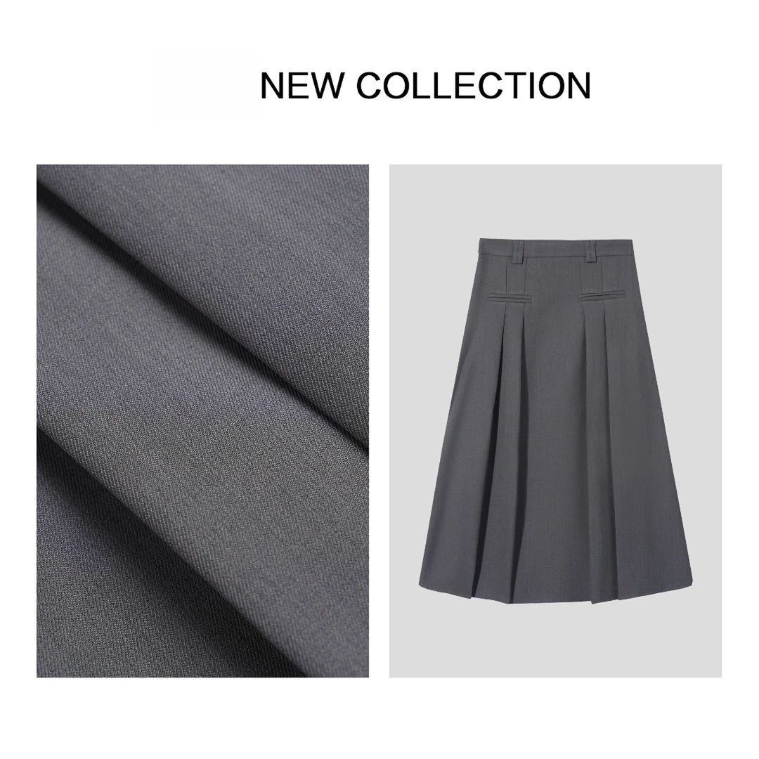 【小依专享】E5F16001新款简约风黑色直筒半身裙-6001裙子灰色女装