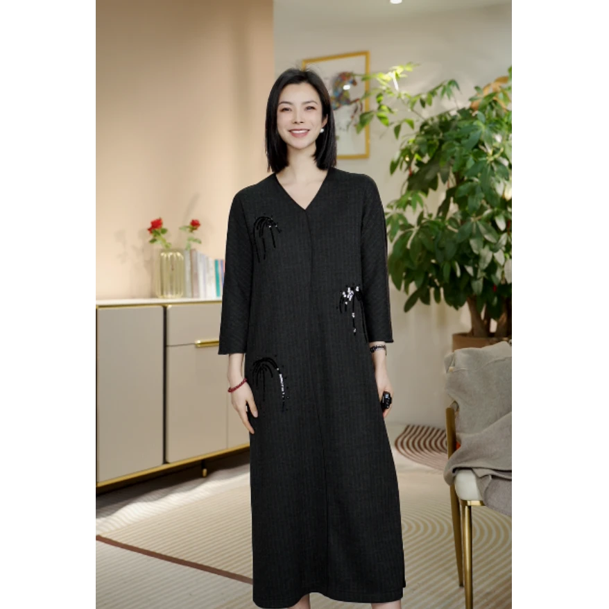 【七景超级太太】2024年高级定制秋冬新款轻奢女装连衣裙SL24237