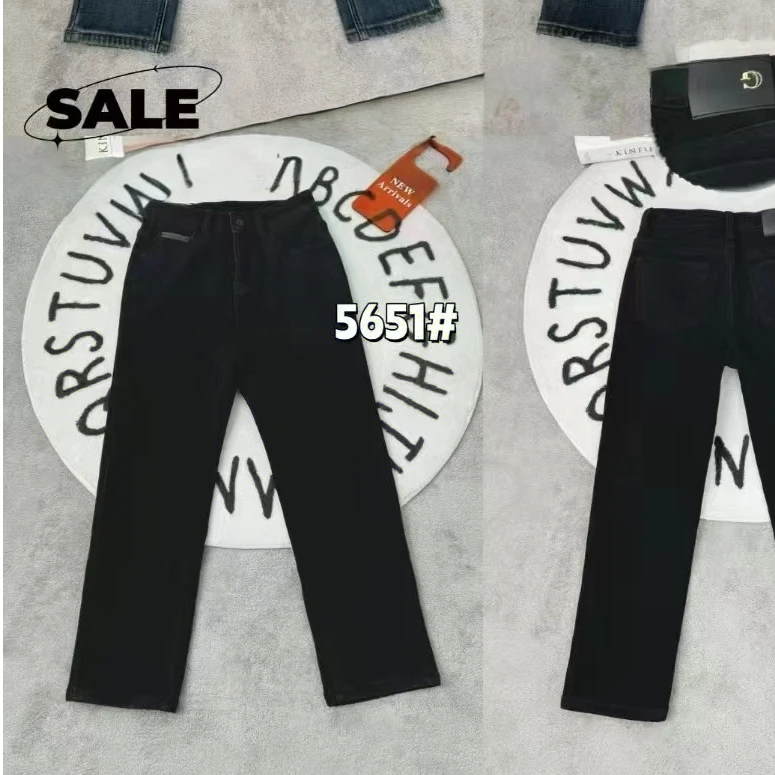 5651 2024冬季新款时尚休闲百搭显瘦小个子九分牛仔直筒烟管裤