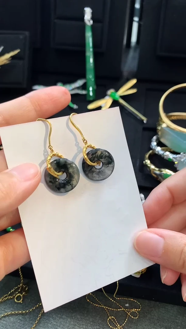 【闪购商品】翡翠耳饰14K金镶嵌耳饰